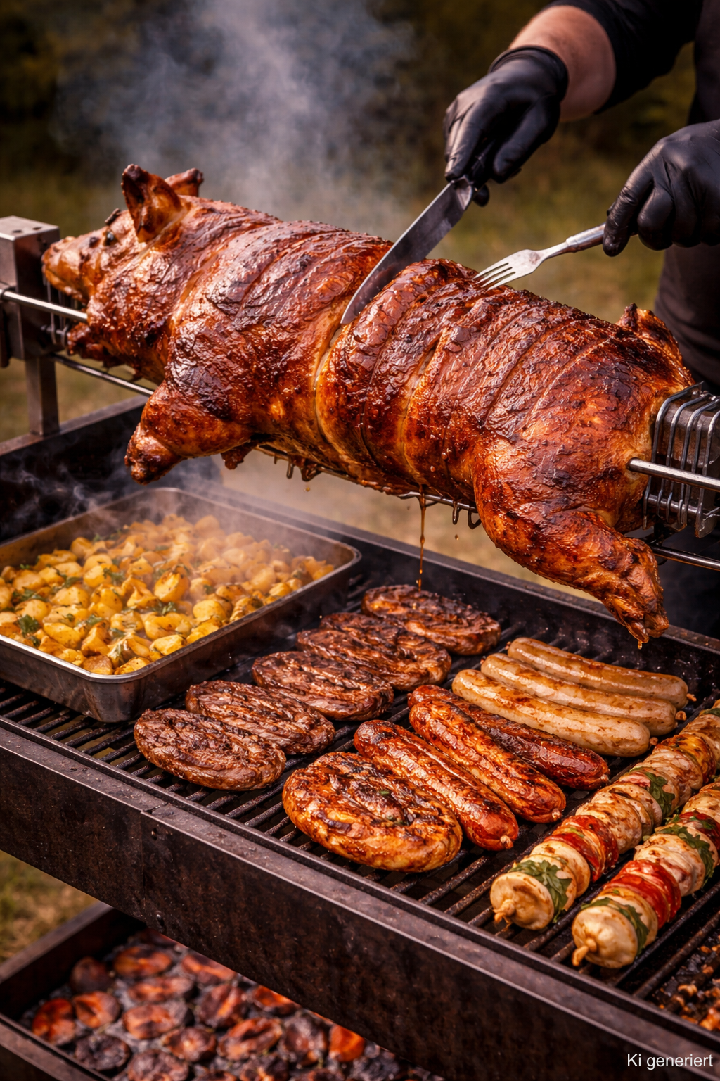 Spanferkel vom Spieß