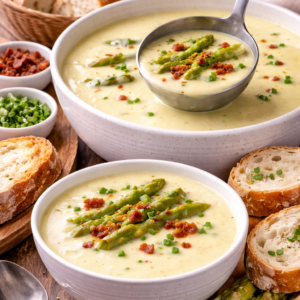 Hausgemachte Käse-Lauchsuppe